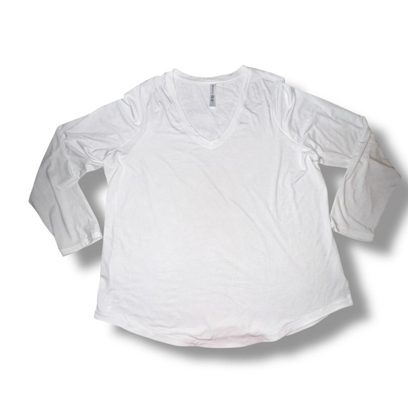 ATHLETA Essential V-Neck Long-Sleeve Top - White 1X - Picture 6 of 15